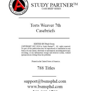 Torts Weaver 7th Casebriefs