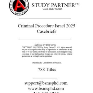 Criminal Procedure Israel 2025 Casebriefs