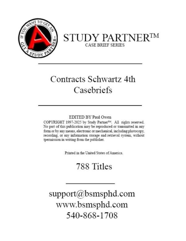 Contracts Schwartz 4th Casebriefs